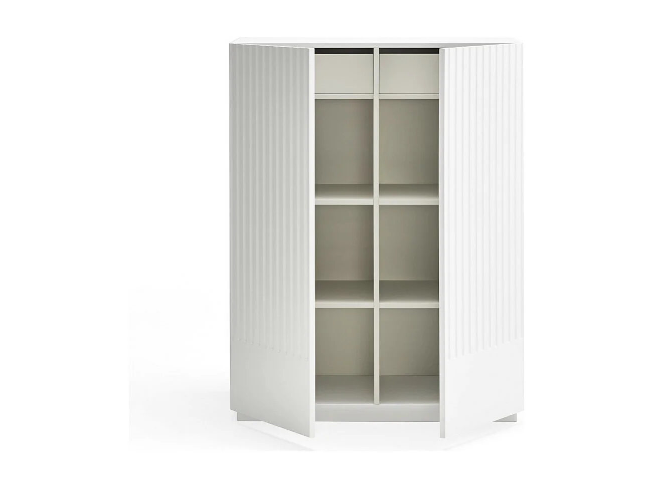 Doric - Buffet haut 2 portes en bois H120cm : Couleur - Blanc