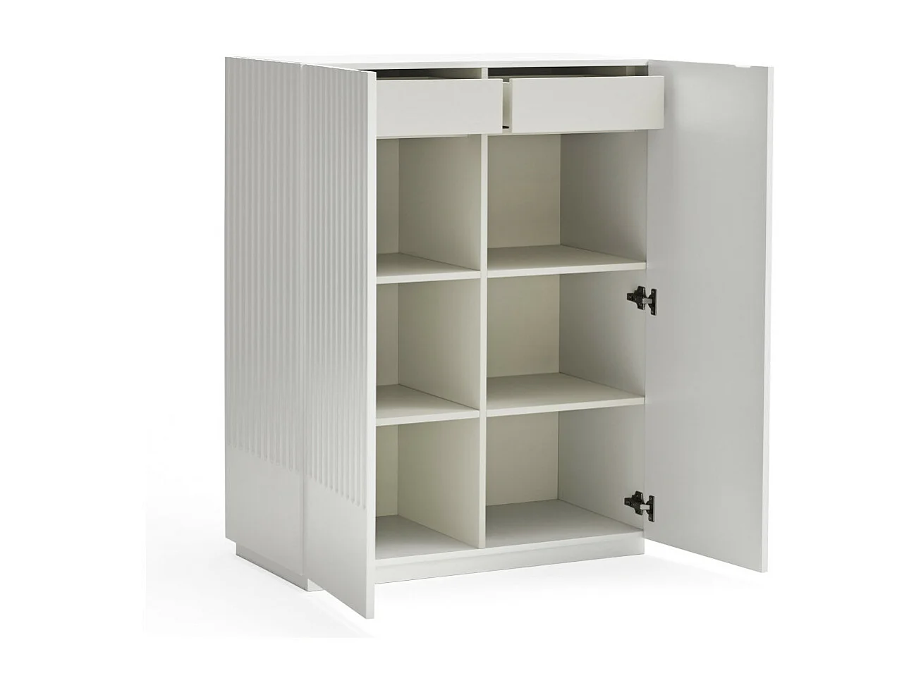 Doric - Buffet haut 2 portes en bois H120cm : Couleur - Blanc