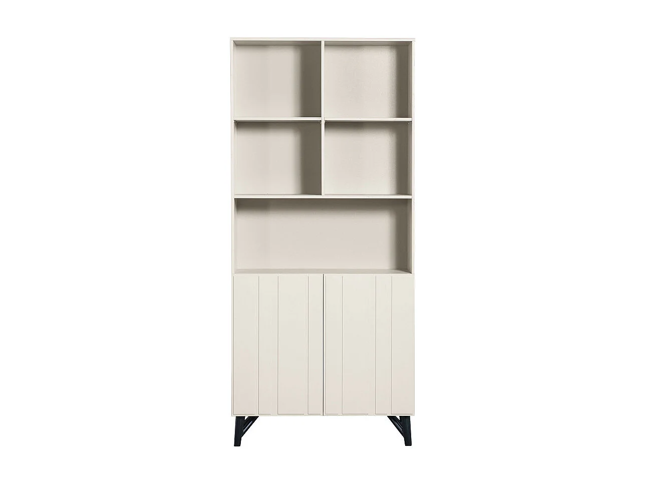 Miller - Buffet haut 2 portes, 5 niches en bois H200cm - Blanc