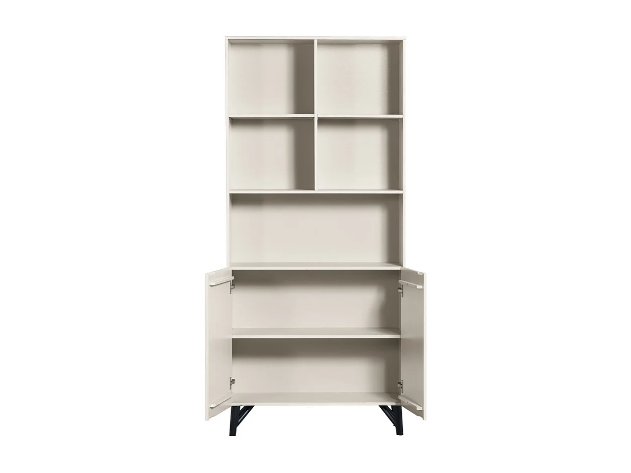Miller - Buffet haut 2 portes, 5 niches en bois H200cm - Blanc