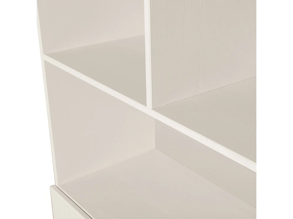 Miller - Buffet haut 2 portes, 5 niches en bois H200cm - Blanc