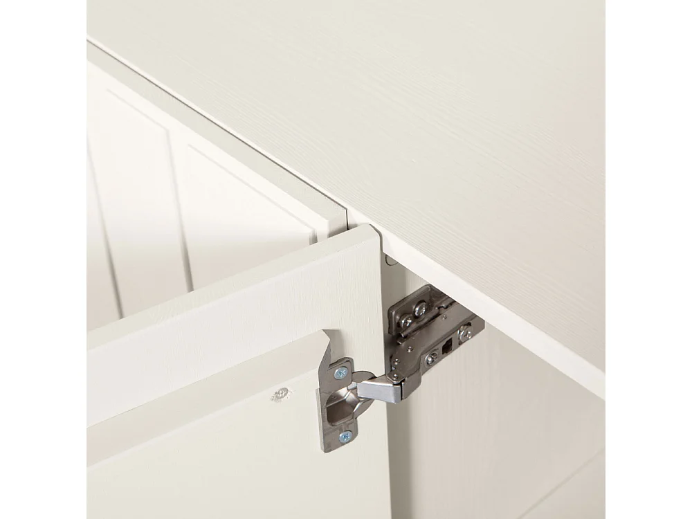 Miller - Buffet haut 2 portes, 5 niches en bois H200cm - Blanc