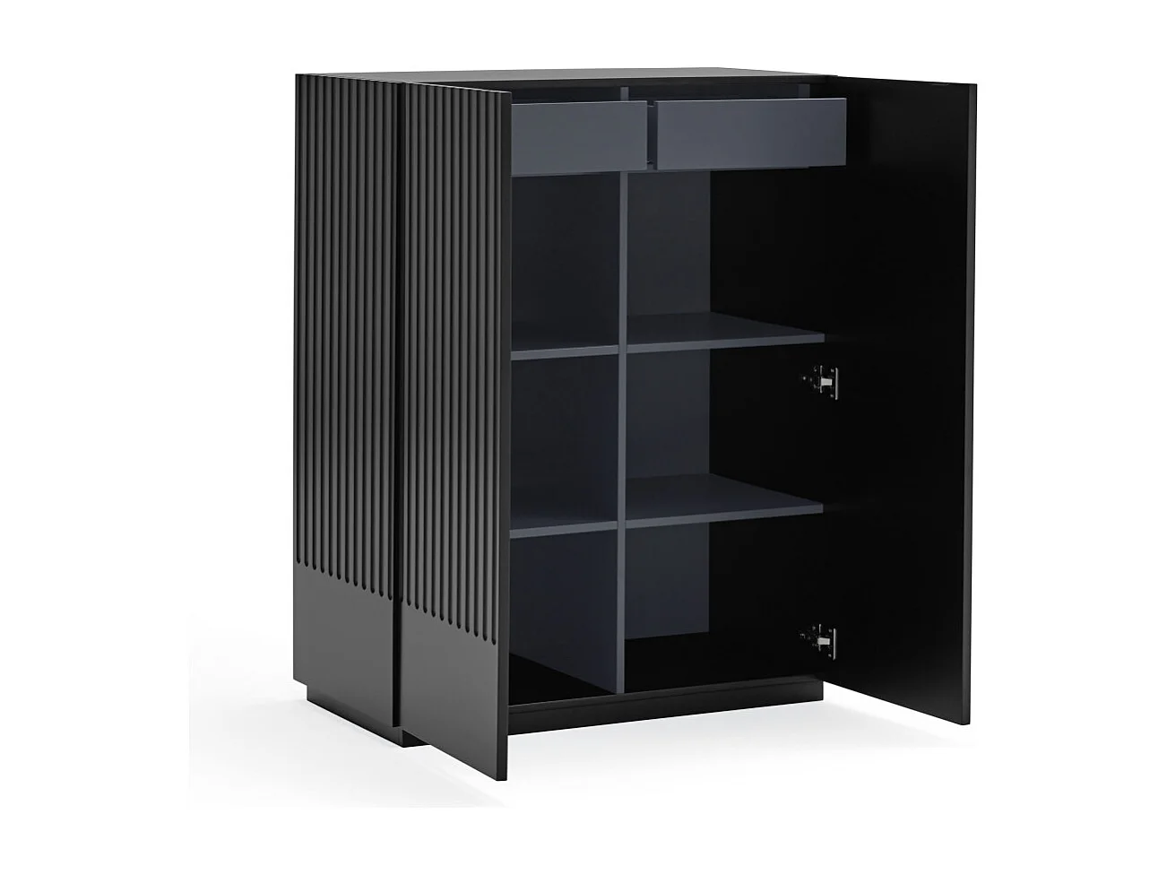 Doric - Buffet haut 2 portes en bois H120cm : Couleur - Noir