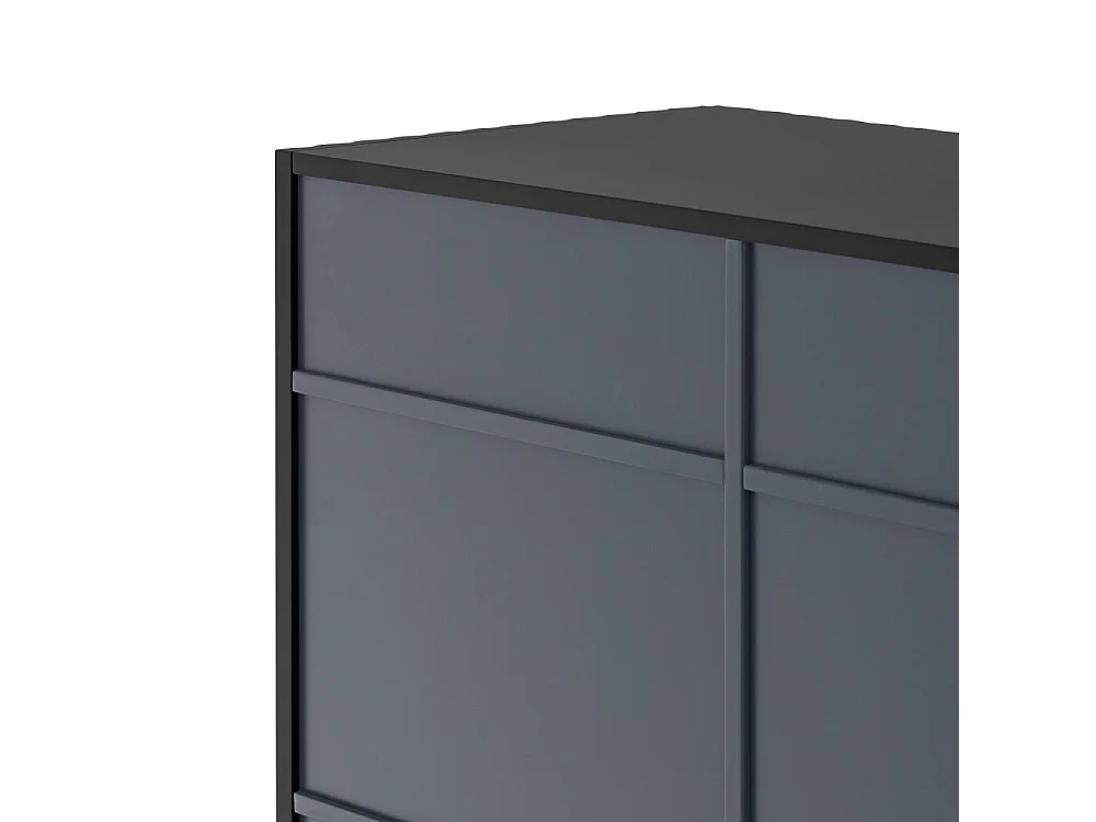 Doric - Buffet haut 2 portes en bois H120cm : Couleur - Noir