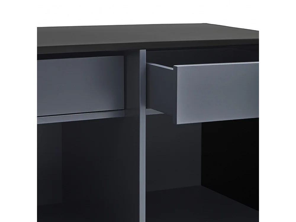 Doric - Buffet haut 2 portes en bois H120cm : Couleur - Noir