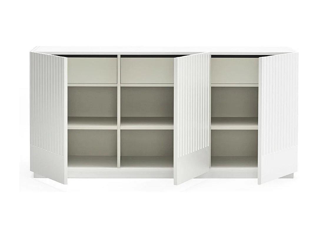 Doric - Buffet 3 portes en bois L150cm : Couleur - Blanc