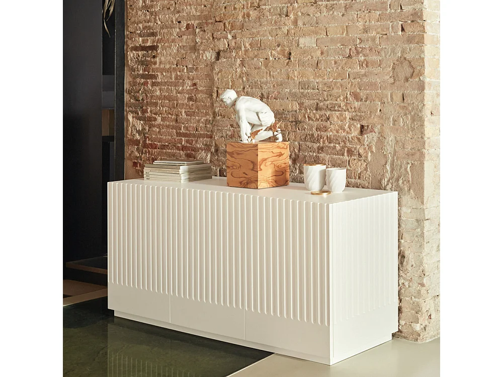 Doric - Buffet 3 portes en bois L150cm : Couleur - Blanc