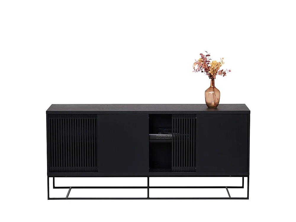 Ende - Buffet 4 portes en bois L188cm - Noir