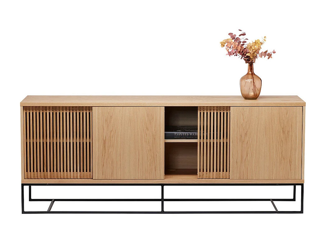 Ende - Buffet 4 portes en bois L188cm - Bois clair