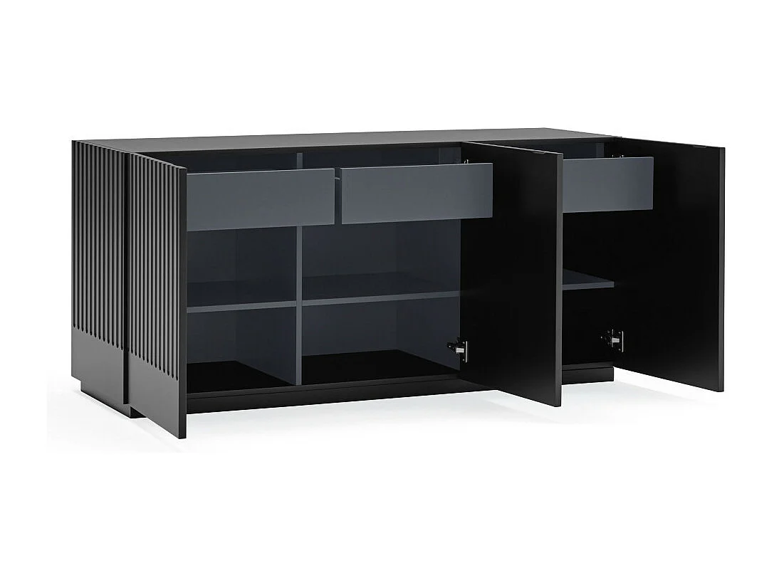 Doric - Buffet 3 portes en bois L150cm : Couleur - Noir