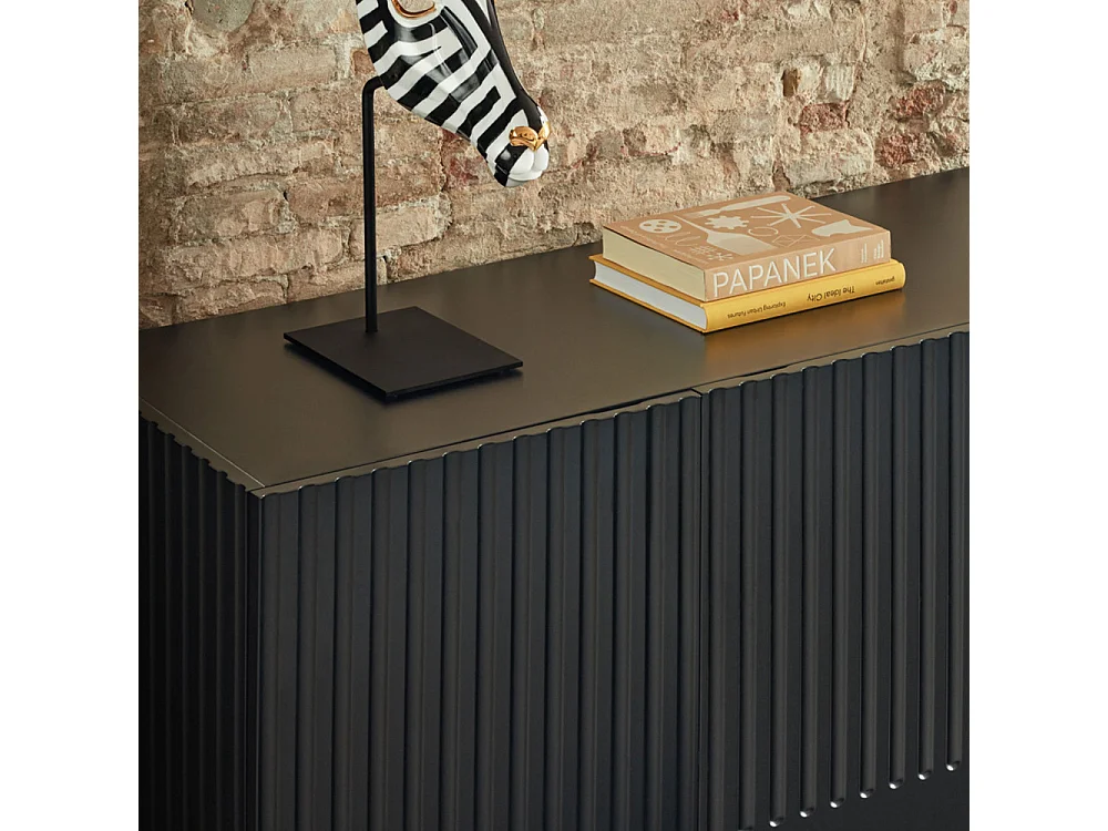 Doric - Buffet 3 portes en bois L150cm : Couleur - Noir