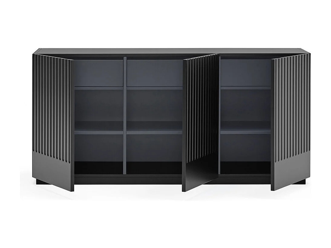 Doric - Buffet 3 portes en bois L150cm : Couleur - Noir