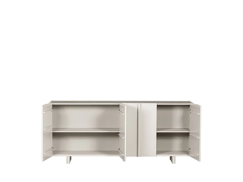 Basu - Buffet 4 portes en bois L200cm - Gris clair