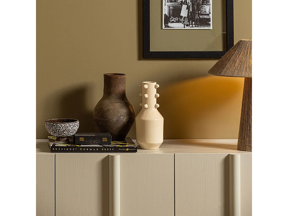 Basu - Buffet 4 portes en bois L200cm - Gris clair