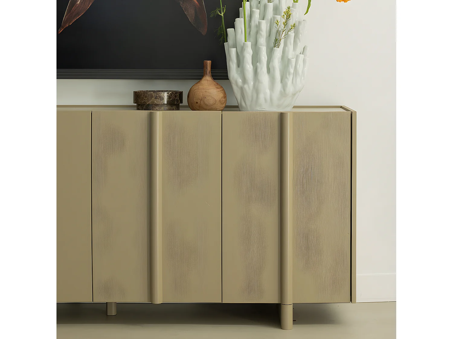 Basu - Buffet 4 portes en bois L200cm - Vert kaki