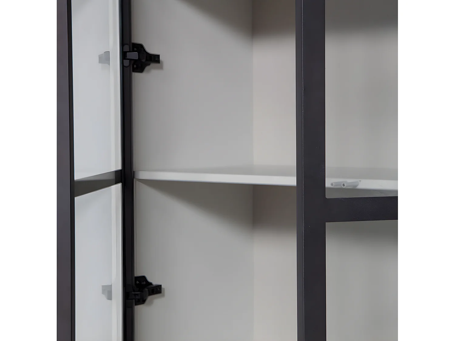 Basic - Vitrine 4 portes en bois et métal H230cm - Gris clair