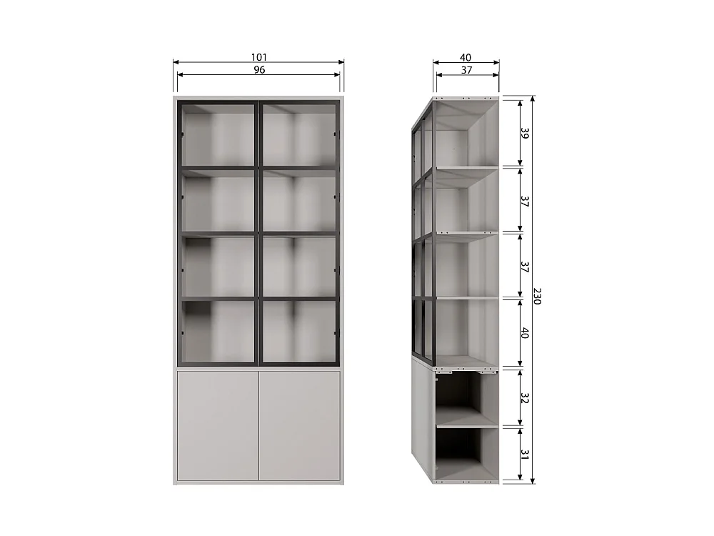Vitrine en pin et verre BASIC