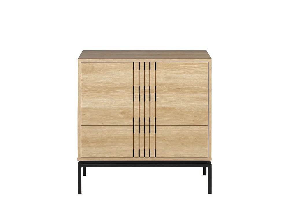 Krokom - Commode 3 tiroirs en bois et métal L80cm - Couleur - Bois clair