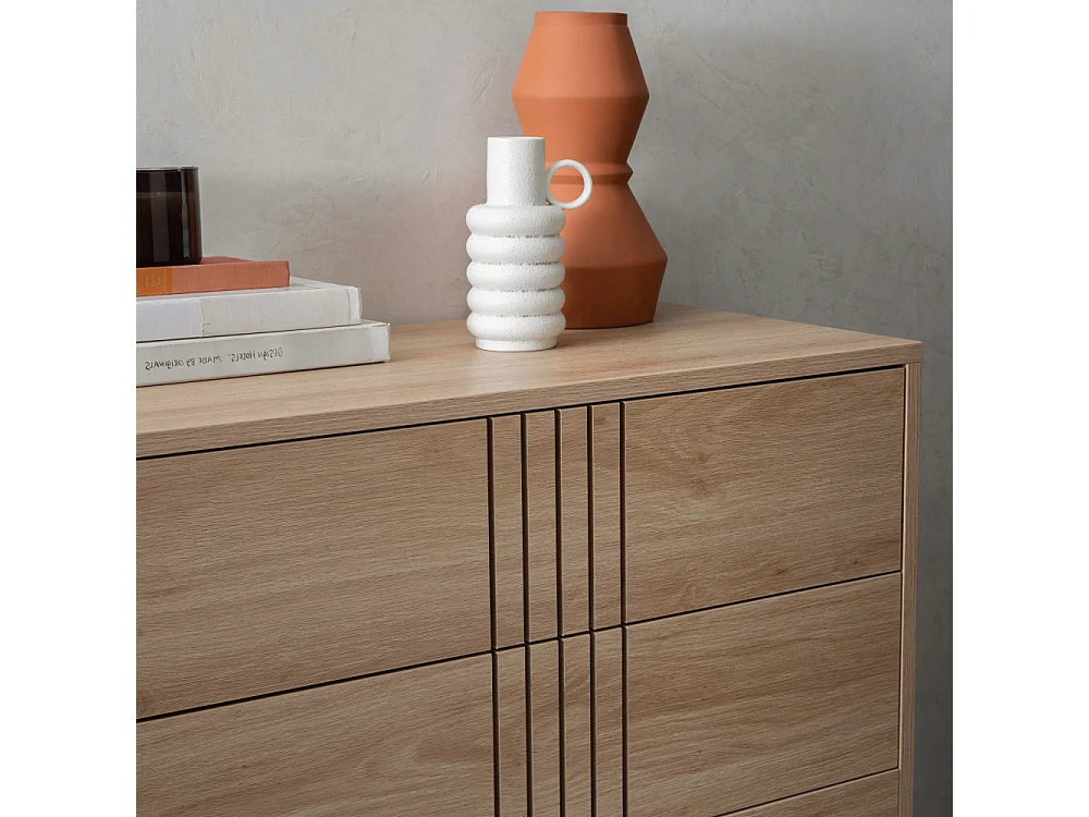 Krokom - Commode 3 tiroirs en bois et métal L80cm - Couleur - Bois clair