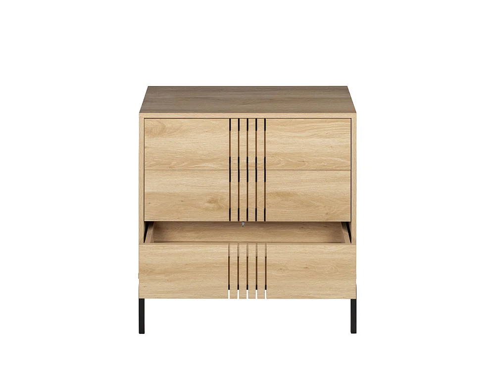 Krokom - Commode 3 tiroirs en bois et métal L80cm - Couleur - Bois clair