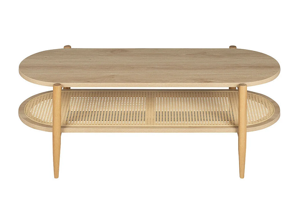 Ellos - Table basse ovale en bois et cannage - Bois clair