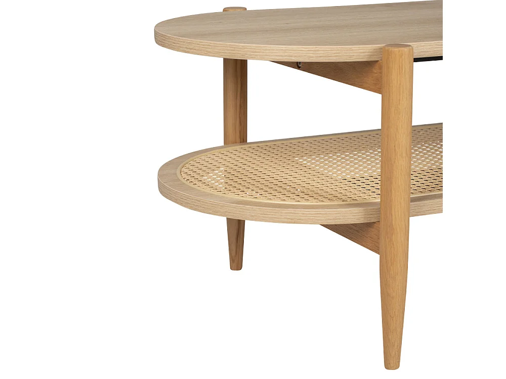 Ellos - Table basse ovale en bois et cannage - Bois clair