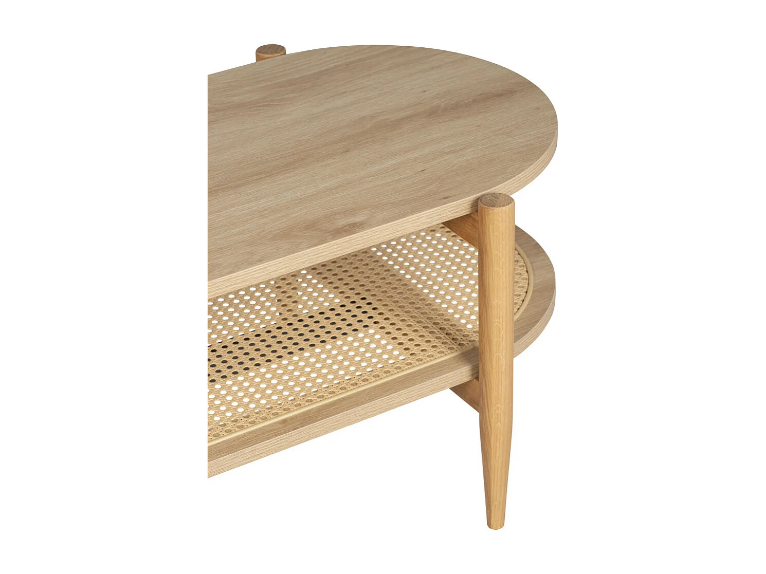 Ellos - Table basse ovale en bois et cannage - Bois clair