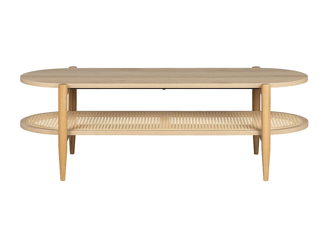 Ellos - Table basse ovale en bois et cannage - Bois clair