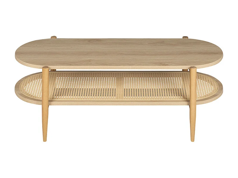 Ellos - Table basse ovale en bois et cannage - Bois clair