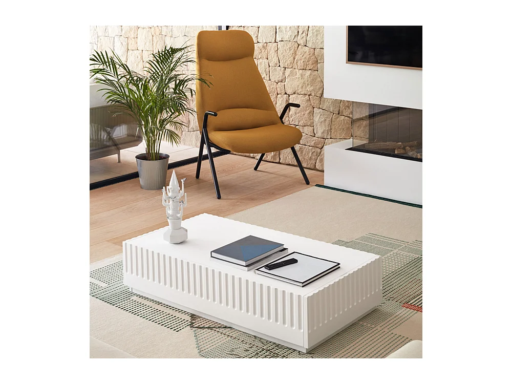 Doric - Table basse en bois - Blanc