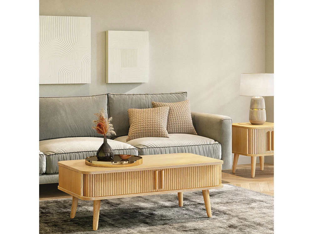 Table Basse Design "Rove" 107cm Chêne