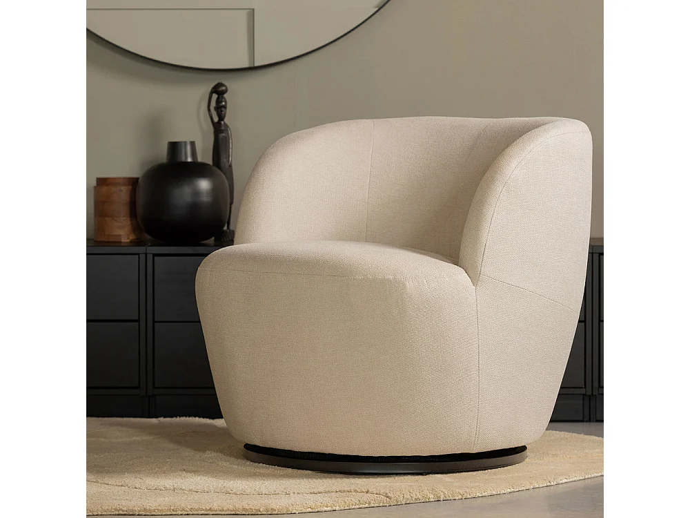 Serra - Fauteuil pivotant design en tissu - Ecru