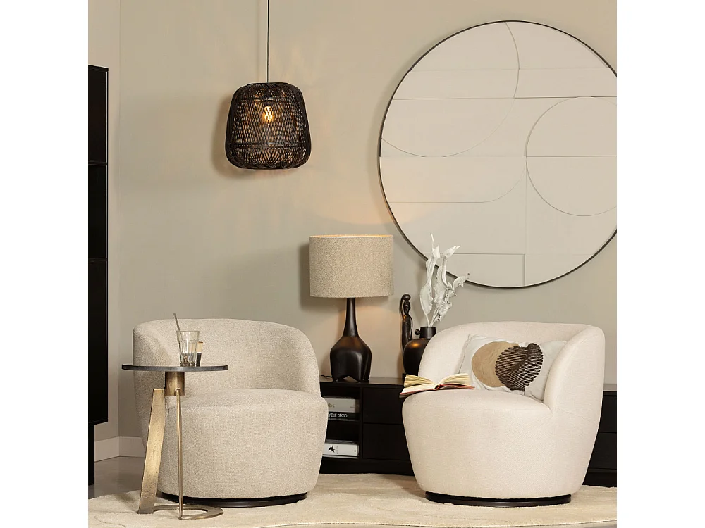 Serra - Fauteuil pivotant design en tissu - Ecru