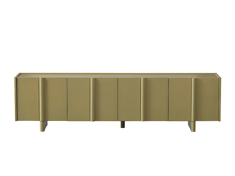 Basu - Meuble TV 4 portes en bois L200cm - Vert kaki