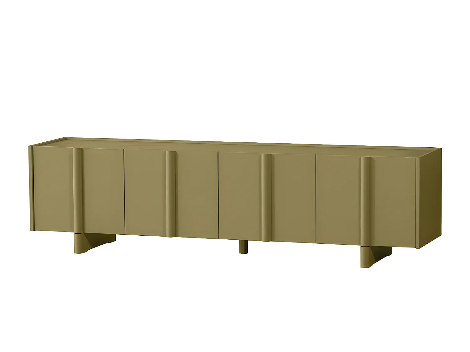 Basu - Meuble TV 4 portes en bois L200cm - Vert kaki