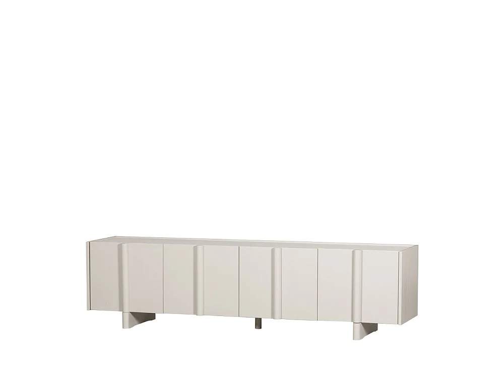Basu - Meuble TV 4 portes en bois L200cm - Gris clair