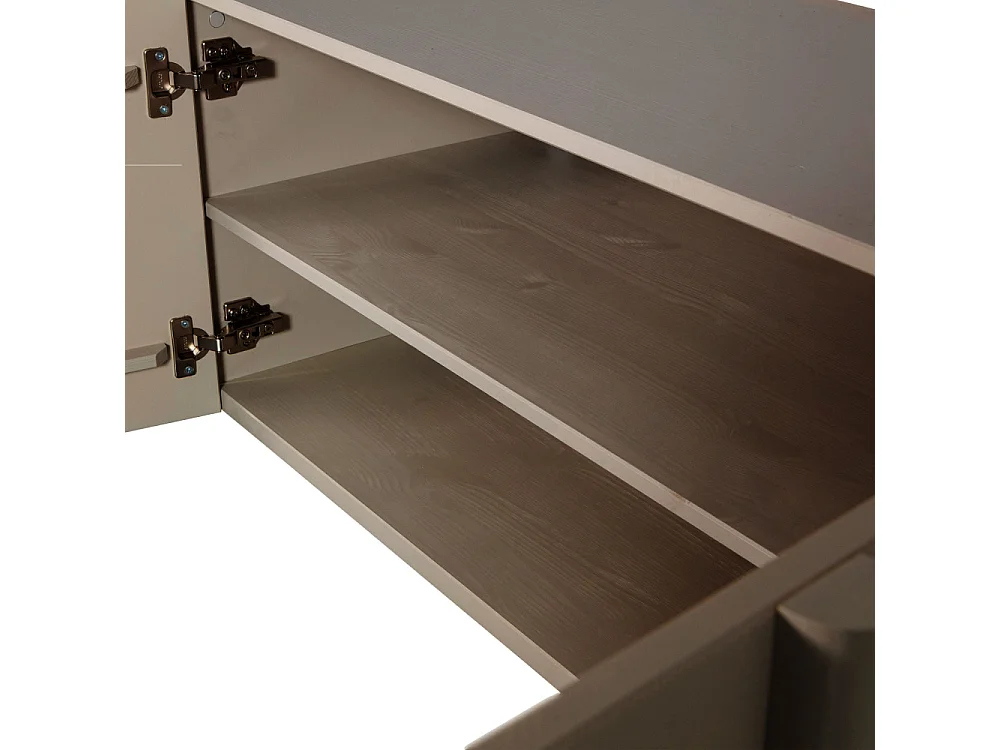 Basu - Meuble TV 4 portes en bois L200cm - Gris clair