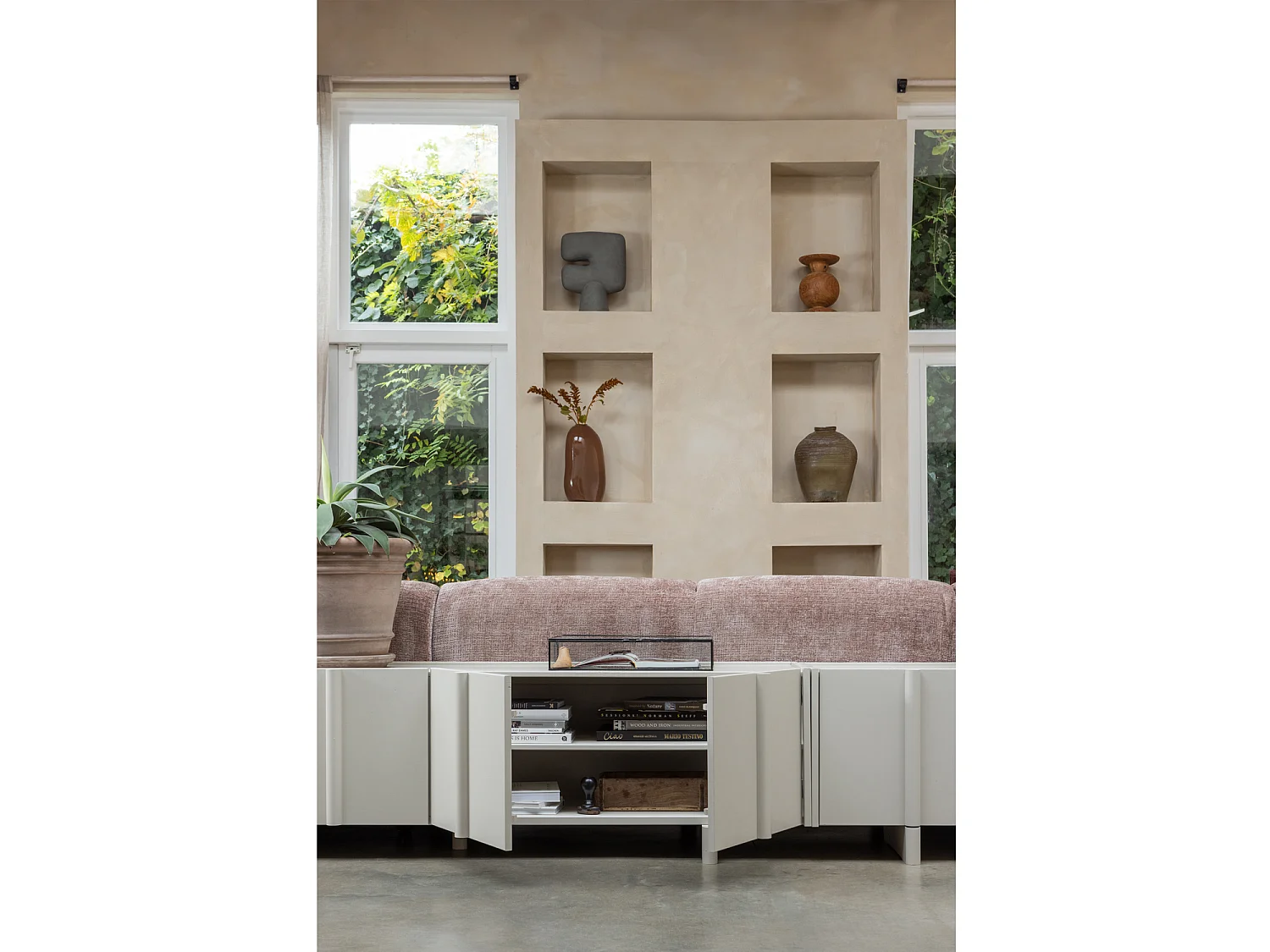 Meuble tv 3 portes en pin BASU