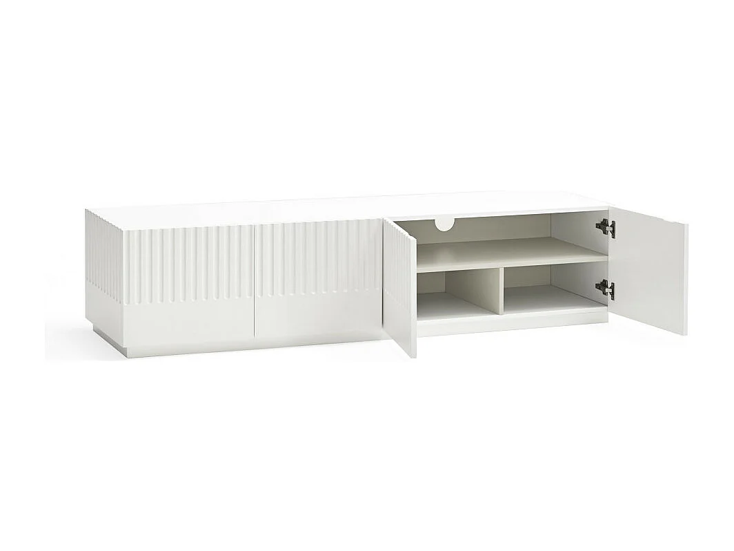 Doric - Meuble TV 4 portes en bois L180cm - Blanc