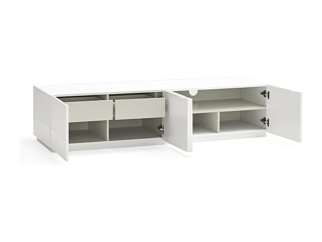 Doric - Meuble TV 4 portes en bois L180cm - Blanc