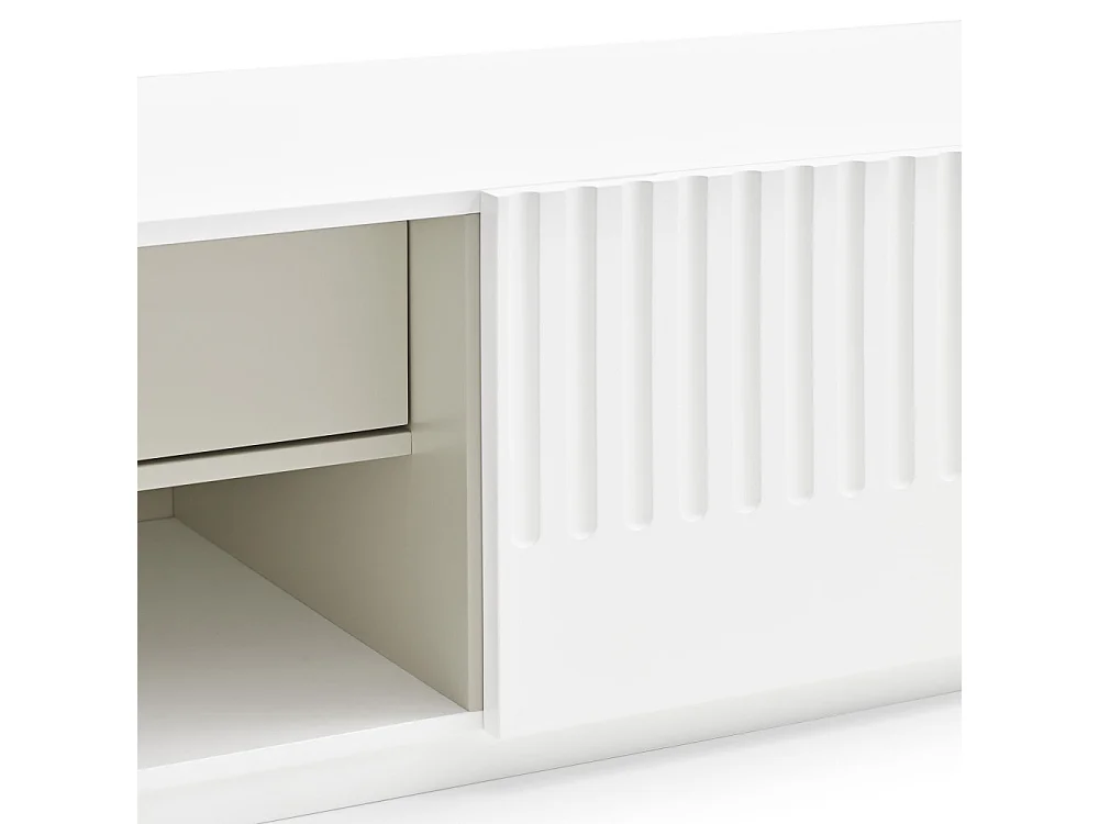 Doric - Meuble TV 4 portes en bois L180cm - Blanc