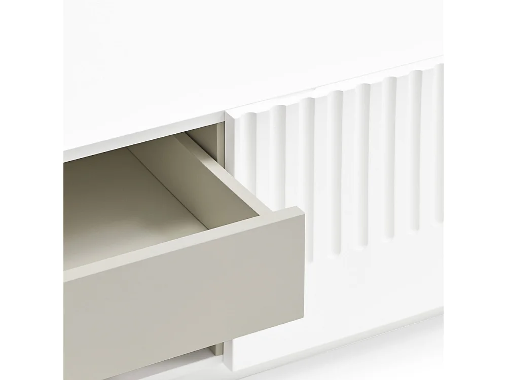 Doric - Meuble TV 4 portes en bois L180cm - Blanc