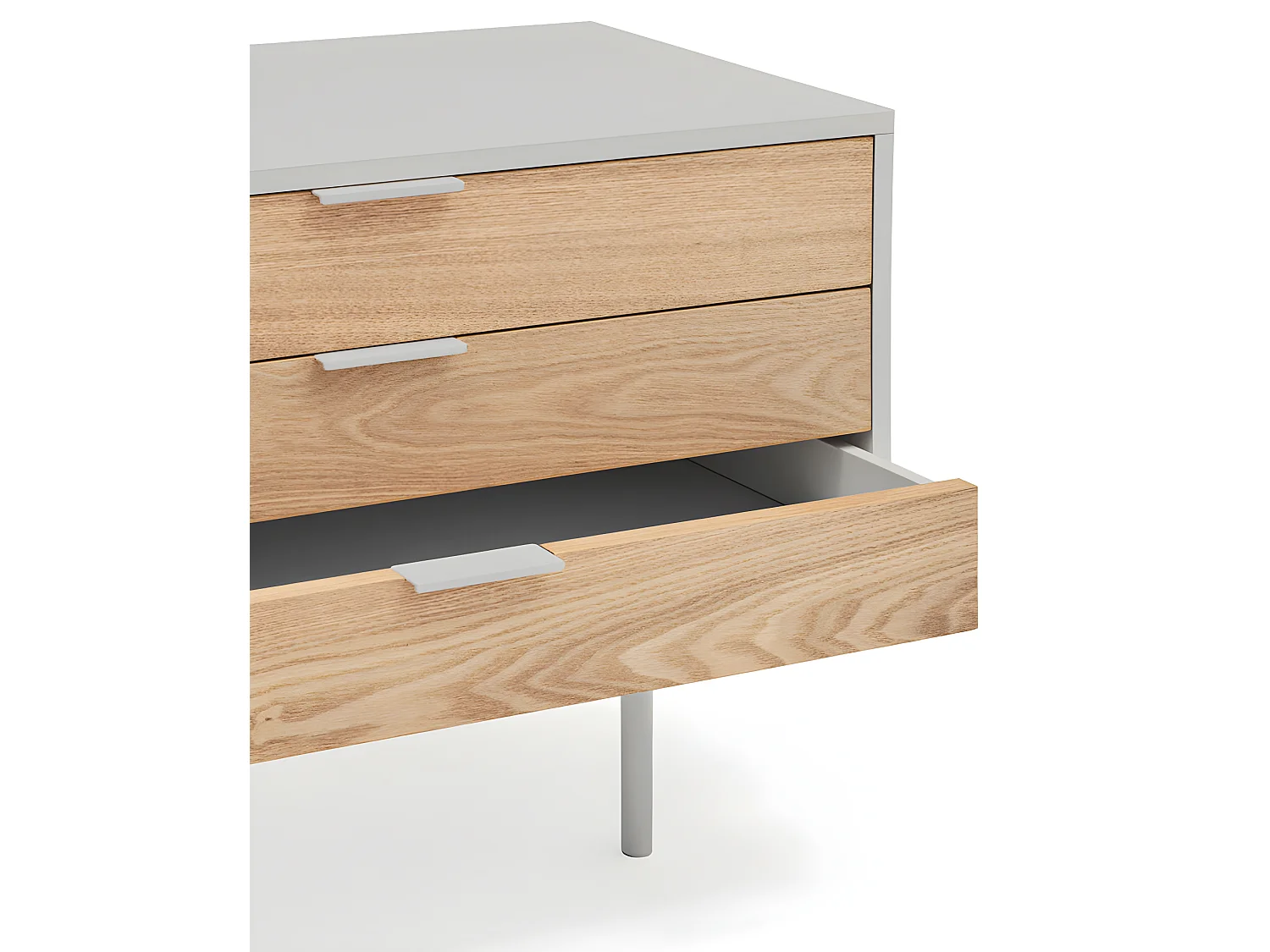 Sierra - Meuble TV 2 portes, 3 tiroirs en bois L180cm - Gris clair