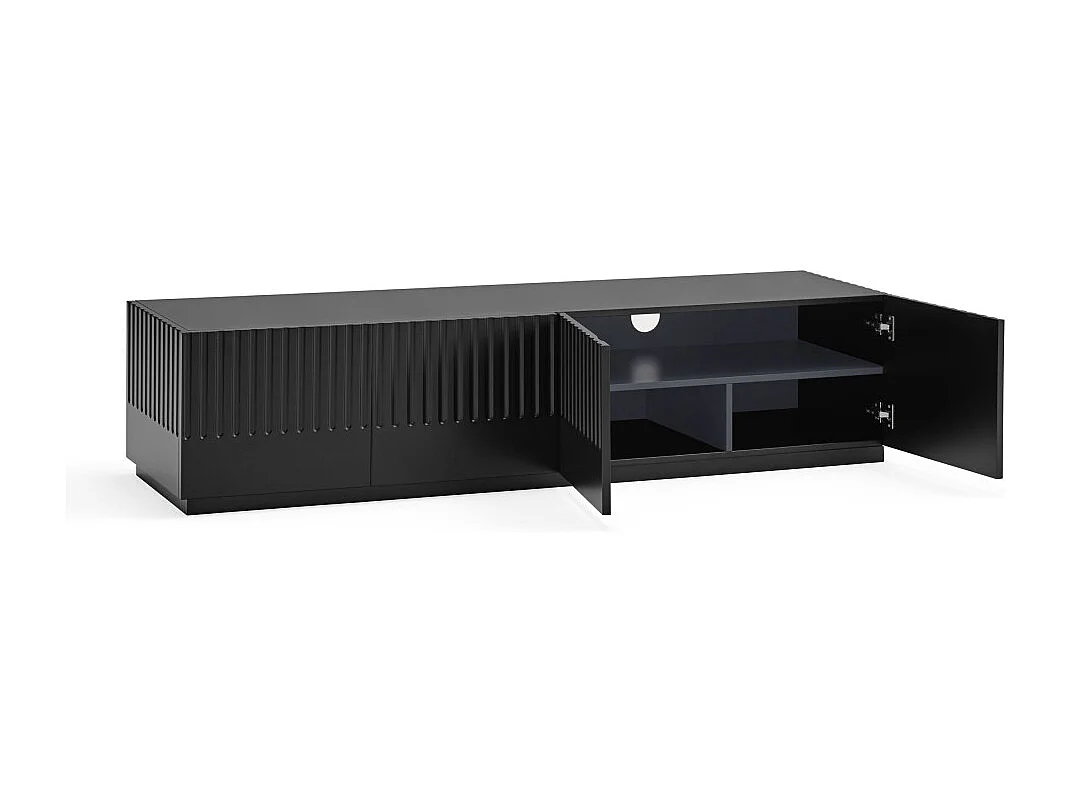 Doric - Meuble TV 4 portes en bois L180cm - Noir