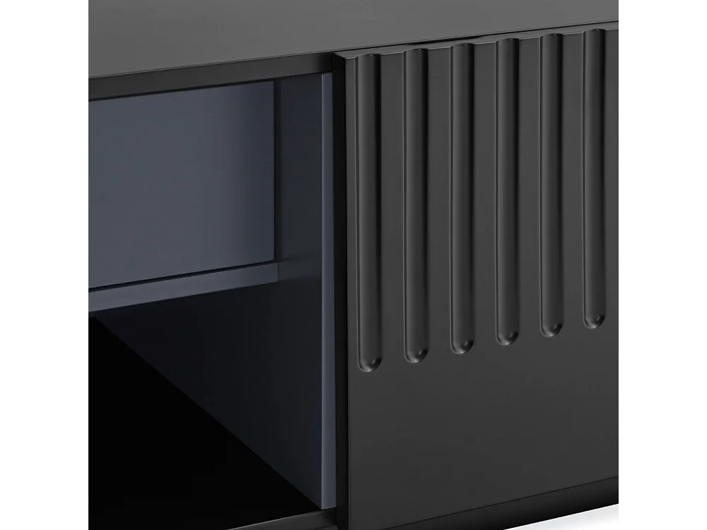 Doric - Meuble TV 4 portes en bois L180cm - Noir