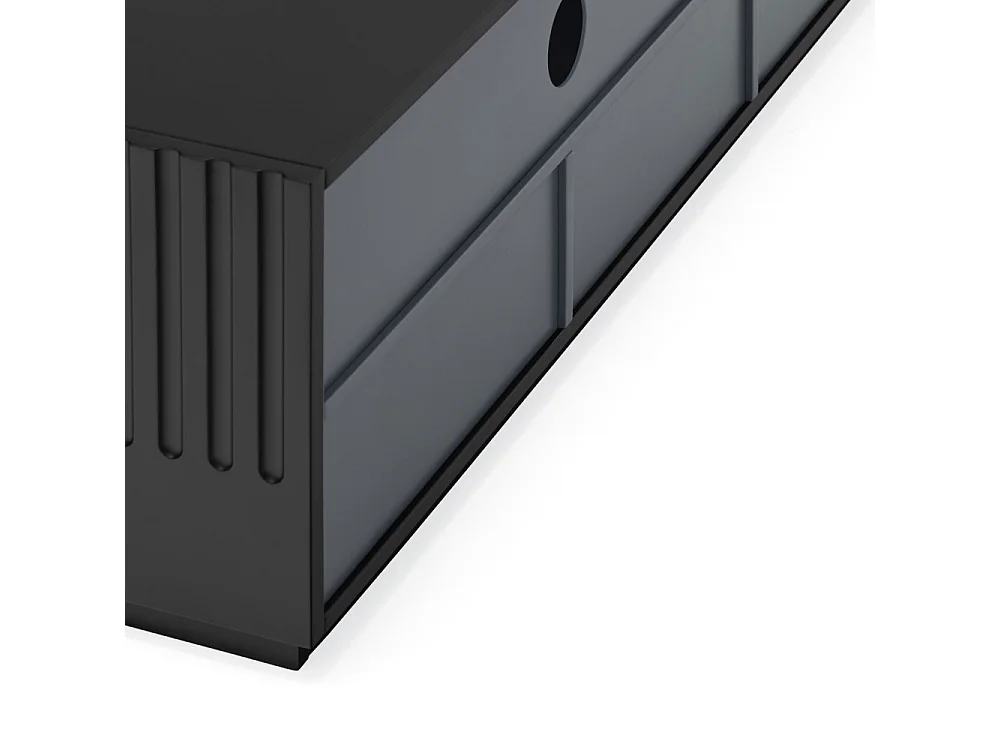 Doric - Meuble TV 4 portes en bois L180cm - Noir