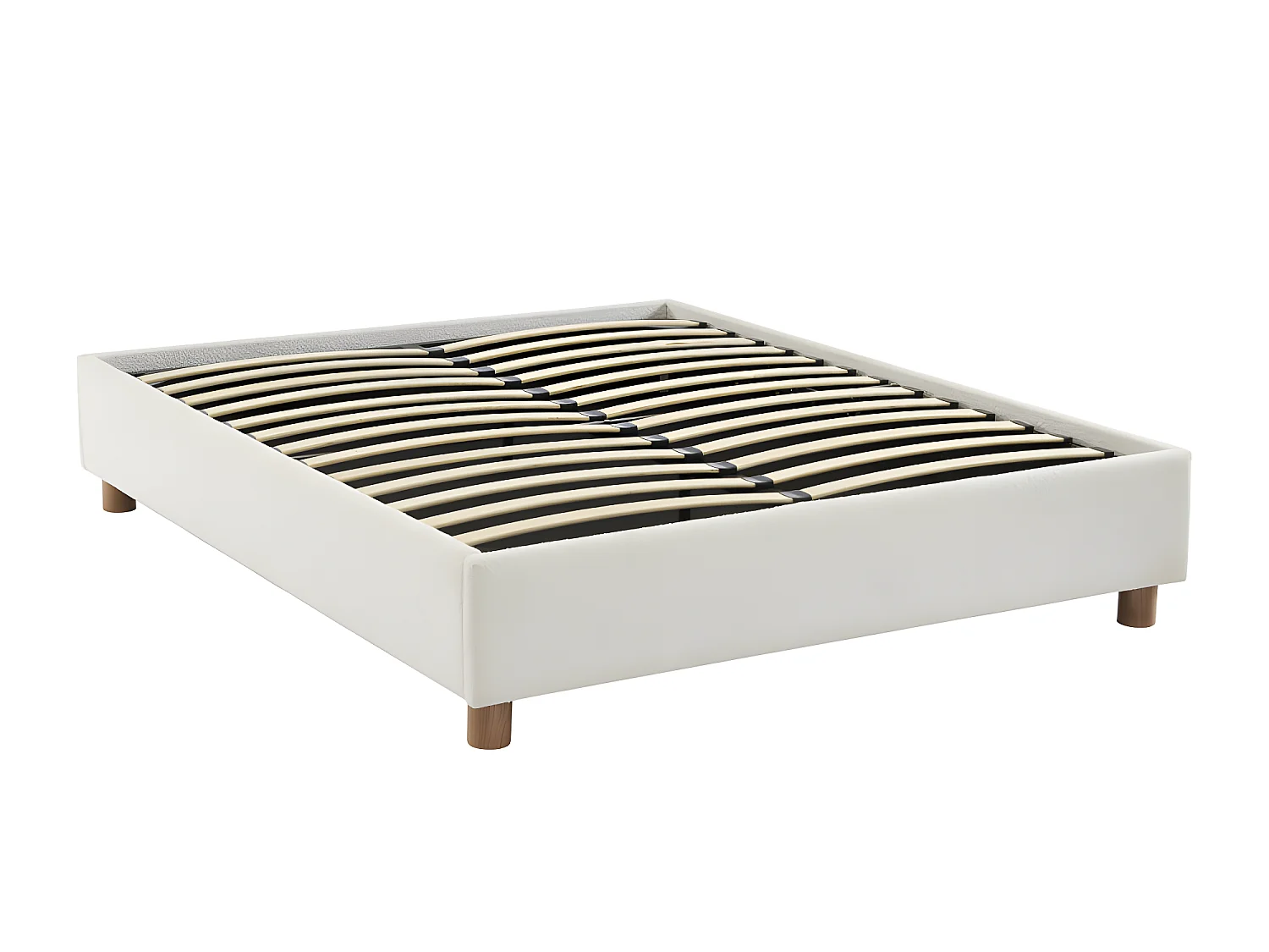 Millo - Lit coffre en tissu bouclette 160x200cm - Ecru