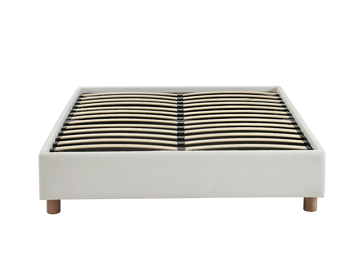 Millo - Lit coffre en tissu bouclette 160x200cm - Ecru