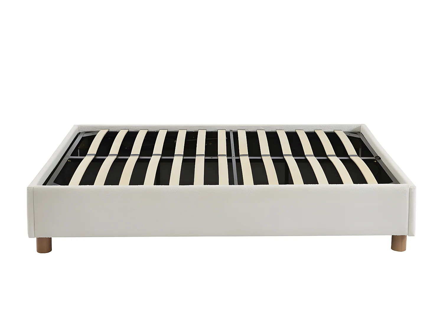 Millo - Lit coffre en tissu bouclette 160x200cm - Ecru