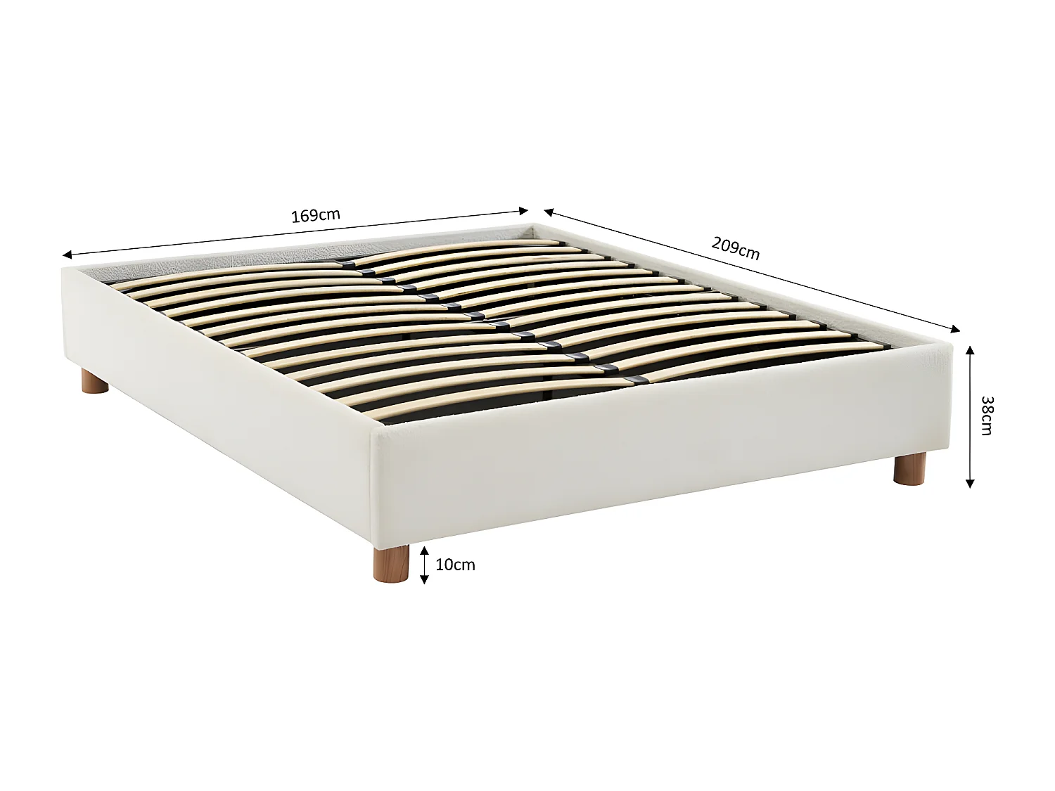 Millo - Lit coffre en tissu bouclette 160x200cm - Ecru